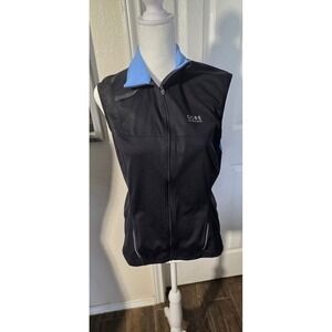 Gore Running Wear Windstopper Vest Womens Medium Black Blue Full Zip Soft Shell